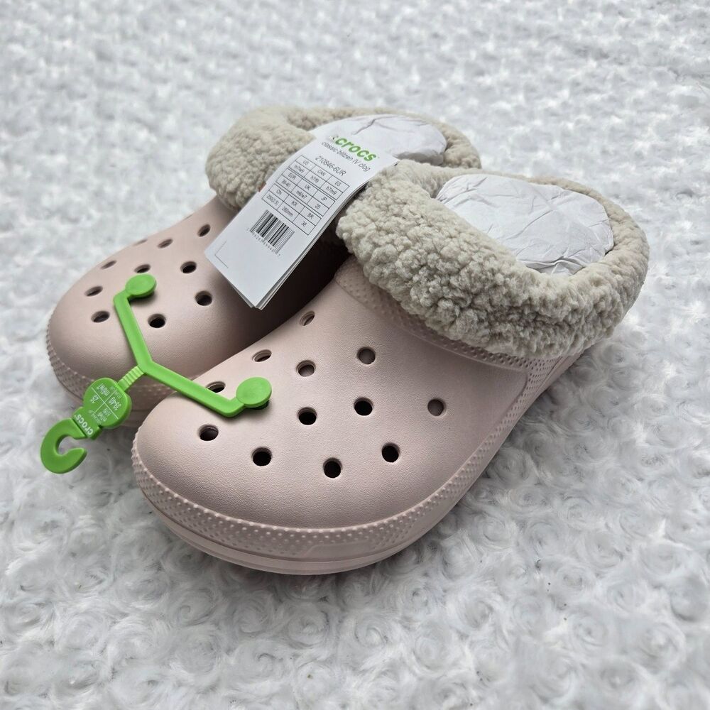 Crocs Classic Blitzen IV Clog Fleece Lined Clogs M7/W9 Pink Croslite Foam NWT